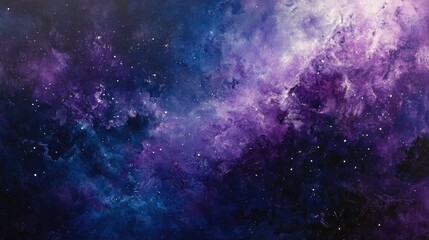 Fototapeta premium Cosmic Nebula: A Serene Purple and Blue Abstract Painting