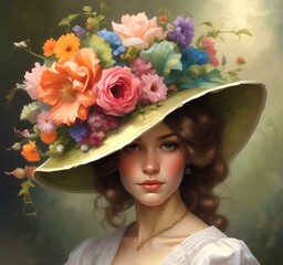 Illustration of Victorian woman hat.