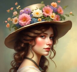 Illustration of Victorian woman hat.