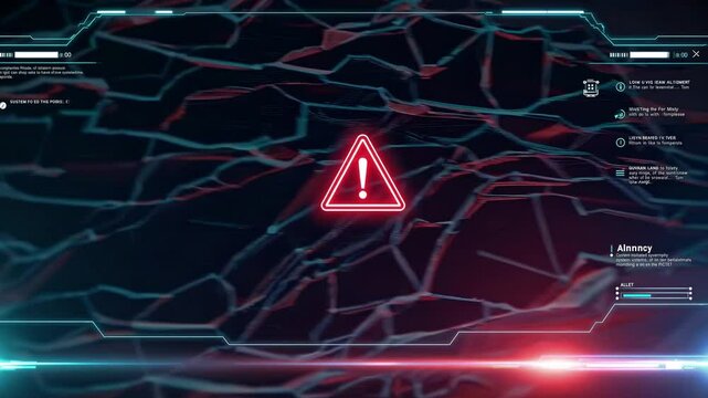 Warning signal with a compromised system, Cyberattacks on computer networks, malware, spyware, viruses, or malicious software