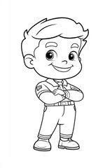 Coloring page featuring a cheerful cartoon airplane character with a smiling face and thick outlines for children
