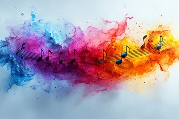 Naklejka premium Vibrant representation of music flowing through colorful swirls of sound