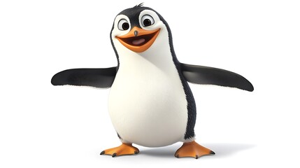 Fototapeta premium Adorable 3D Cartoon Penguin: A Cheerful Antarctic Friend