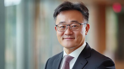 Fototapeta premium Professional Portrait: Confident Asian Man in Business Attire