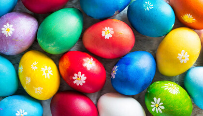 Fototapeta premium chocolate easter eggs with painted flowers