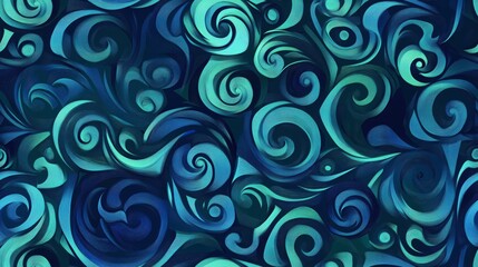 Abstract Swirling Blue Teal Pattern.