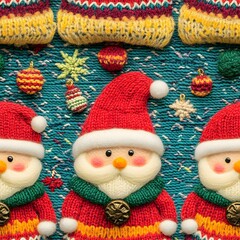 Seamless knitted christmas santa pattern