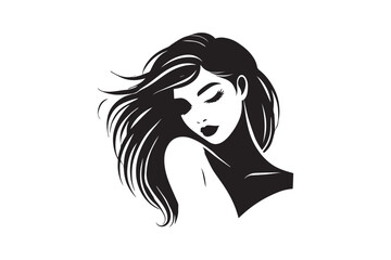 simple and unobtrusive black woman vector silhouette illustration isolated in white background