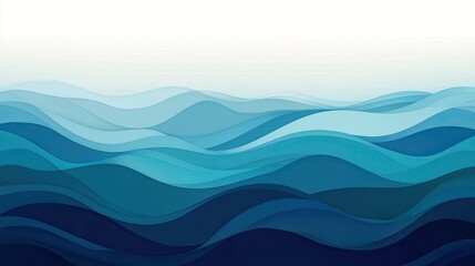 Serene Blue Wave Layers: An Abstract Papercut Seascape