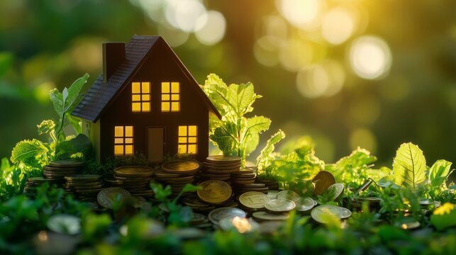 Understanding home finance and mortgage interest rates for new homeowners in a sunlit garden setting - Powered by Adobe