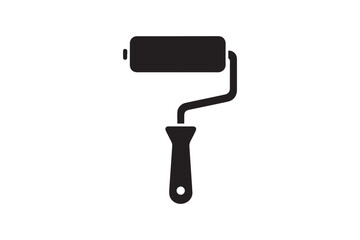 simple and unobtrusive paint roller brush  vector silhouette illustration isolated in white background
