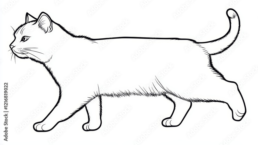 Wall mural elegant cat outline in minimalistic vector style for coloring books and design projects