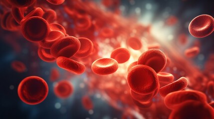Red blood cells circulate through human veins illustrating blood flow dynamics in the human body