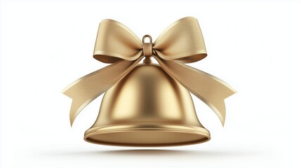 Shiny golden bell adorned with a decorative ribbon perfect for celebrations and special occasions