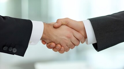 Manifest and vision concept, Two people shake hands, symbolizing agreement, partnership, or a business deal in a professional setting.
