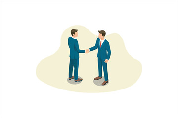 Illustration Successful businessmen handshaking after negotiation. Vector illustration.