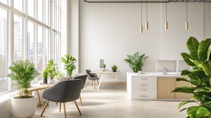 Fototapeta premium Modern Minimalist Office Interior Design