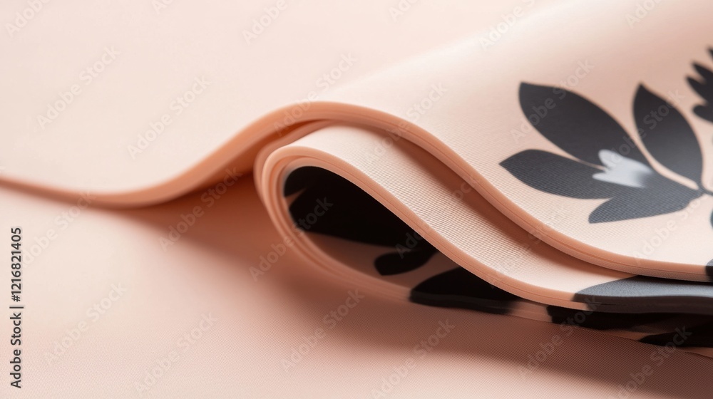 Aufkleber close-up of a folded piece of fabric with a floral design on it. the fabric appears to be beige in c