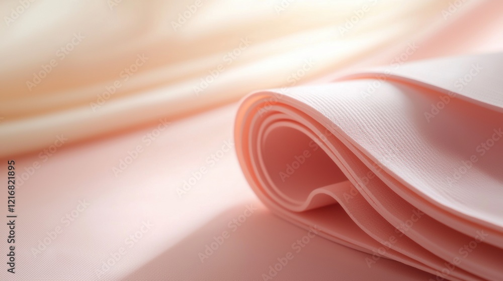 Poster close-up of a folded piece of fabric in a light pink color. the fabric appears to be made of a soft,
