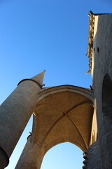 Cathédrale Saint-Pierre de Montpellier : porche monumental (travée d'ogives en contreplongée) © Christophe Rubin