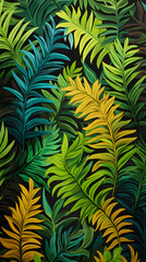 Naklejka premium Digital vintage gouache art ferns pattern abstract graphic poster background