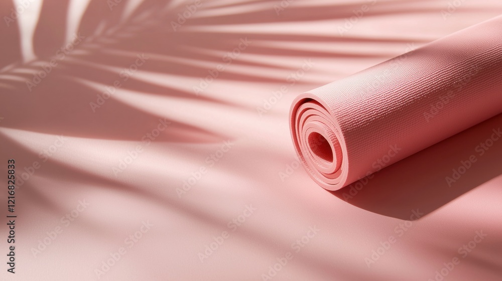 Poster Roll of pink fabric on a pink background. the fabric appears to be made of a soft, silky material and has a smooth texture. the roll is rolled up neatly and is placed on the right side of the image.