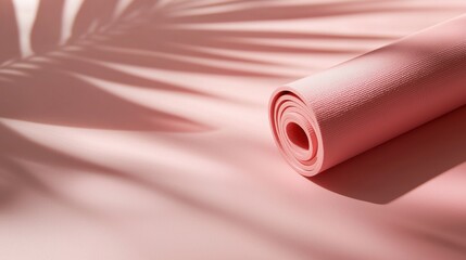 Roll of pink fabric on a pink background. the fabric appears to be made of a soft, silky material and has a smooth texture. the roll is rolled up neatly and is placed on the right side of the image.