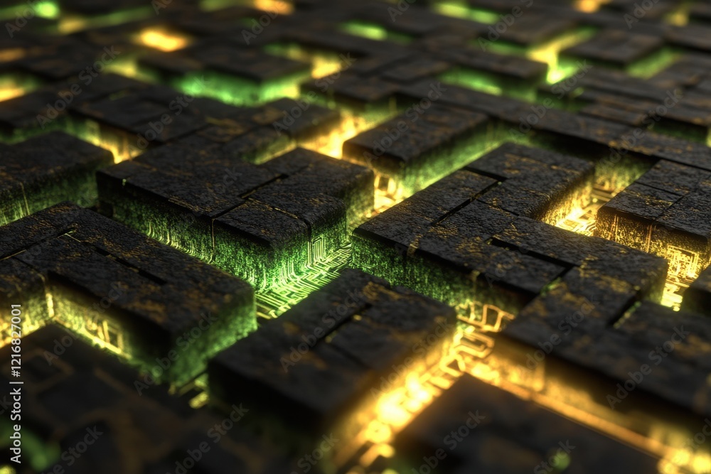 Aufkleber abstract circuit board with glowing patterns