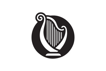 simple and unobtrusive harp vector silhouette illustration isolated in white background