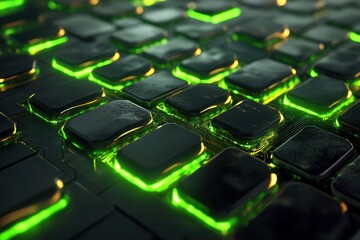 Fototapeta premium Abstract Circuit Board with Green Highlights