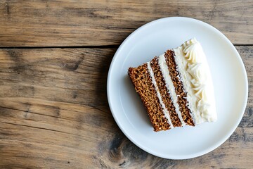 Scrumptious Layer Cake Slice on Rustic Wooden Table