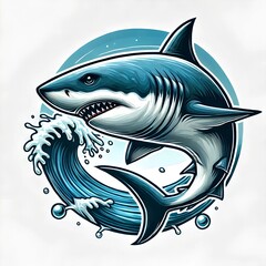 shark and fish white background