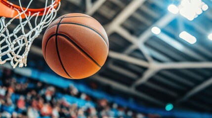 Player Shooting a Three Pointer in Busy Indoor Gym