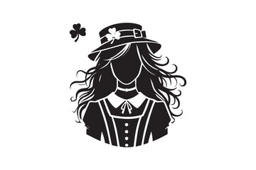 simple and unobtrusive Irish girl vector silhouette illustration isolated in white background