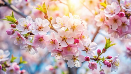 Fototapeta premium Aerial View of Spring Blossoms, Pure White Background - Drone Photography