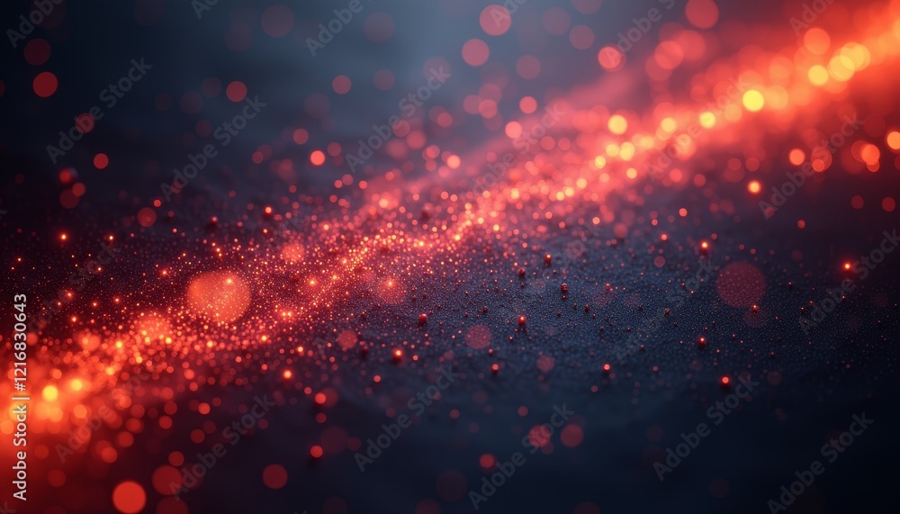 Aufkleber abstract glowing red dots and bokeh on dark surface.