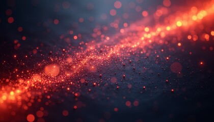 Fototapeta premium Abstract glowing red dots and bokeh on dark surface.