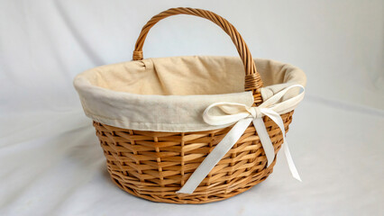wicker basket on a wooden table