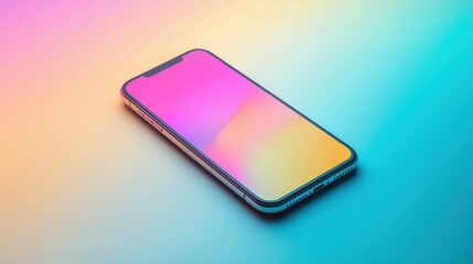 Pastel phone mockup floating with gradient, ambient lighting, sleek design, and vibrant background