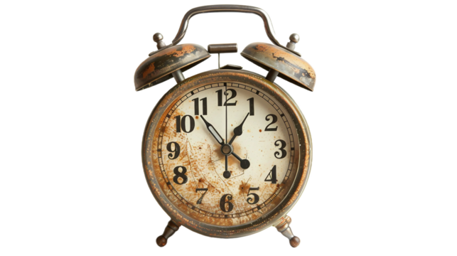 Retro Alarm Clock on transparent background PNG.