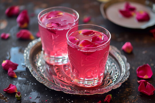 Rooh afza - rose syrup. Iftar drink. Ramadan drink.