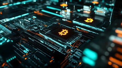 Fototapeta premium Exploring the Future of Bitcoin in the Digital Currency Network Revolution