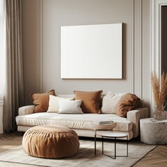 Cozy Living Room with Neutral Tones and Minimalist Decor