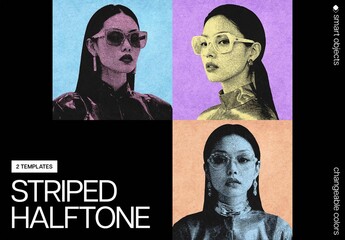 Colorful Striped Halftone Effect Mockup