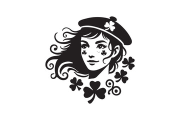 simple and unobtrusive Irish girl vector silhouette illustration isolated in white background