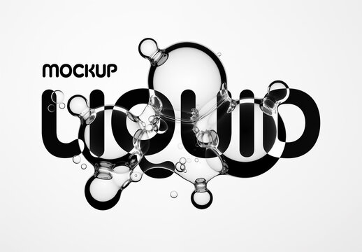 Liquid Bubbles Shapes Effect Mockup