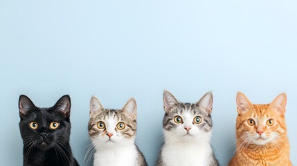 Playful cats posing together in a studio setting captivating portrait colorful background