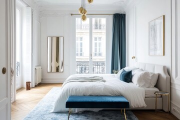 Elegant Parisian Bedroom Interior Design Featuring a Comfortable Bed