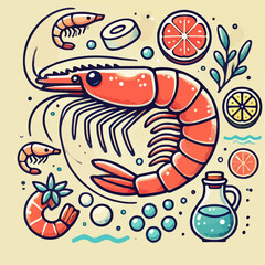 vector illustration of a shrimp