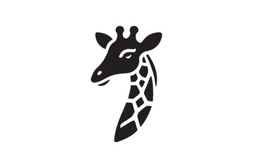 simple and subtle giraffe vector silhouette black and white, set against a white background. 